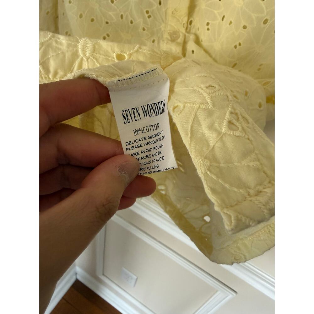 Seven Wonders Yellow Floral Eyelit Cutout Matching Set Preppy Summer Vacation - Picture 6 of 14